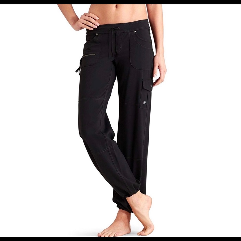 Athleta Black Cargo Jogger Pants with Drawstring Waist - Picture 2 of 8